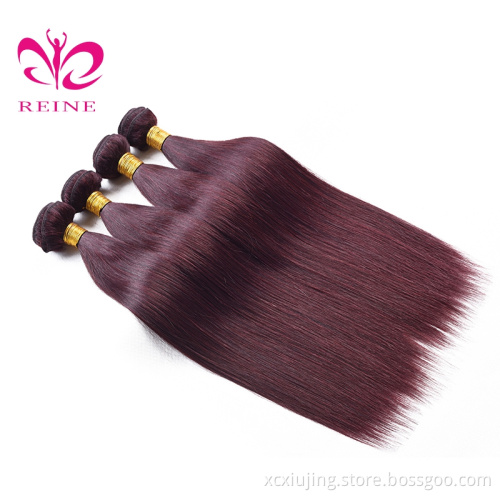 2019 big sales 8A Grade Unprocessed Indian Human Hair dak red T color Straight Hair Weft with wholesale price